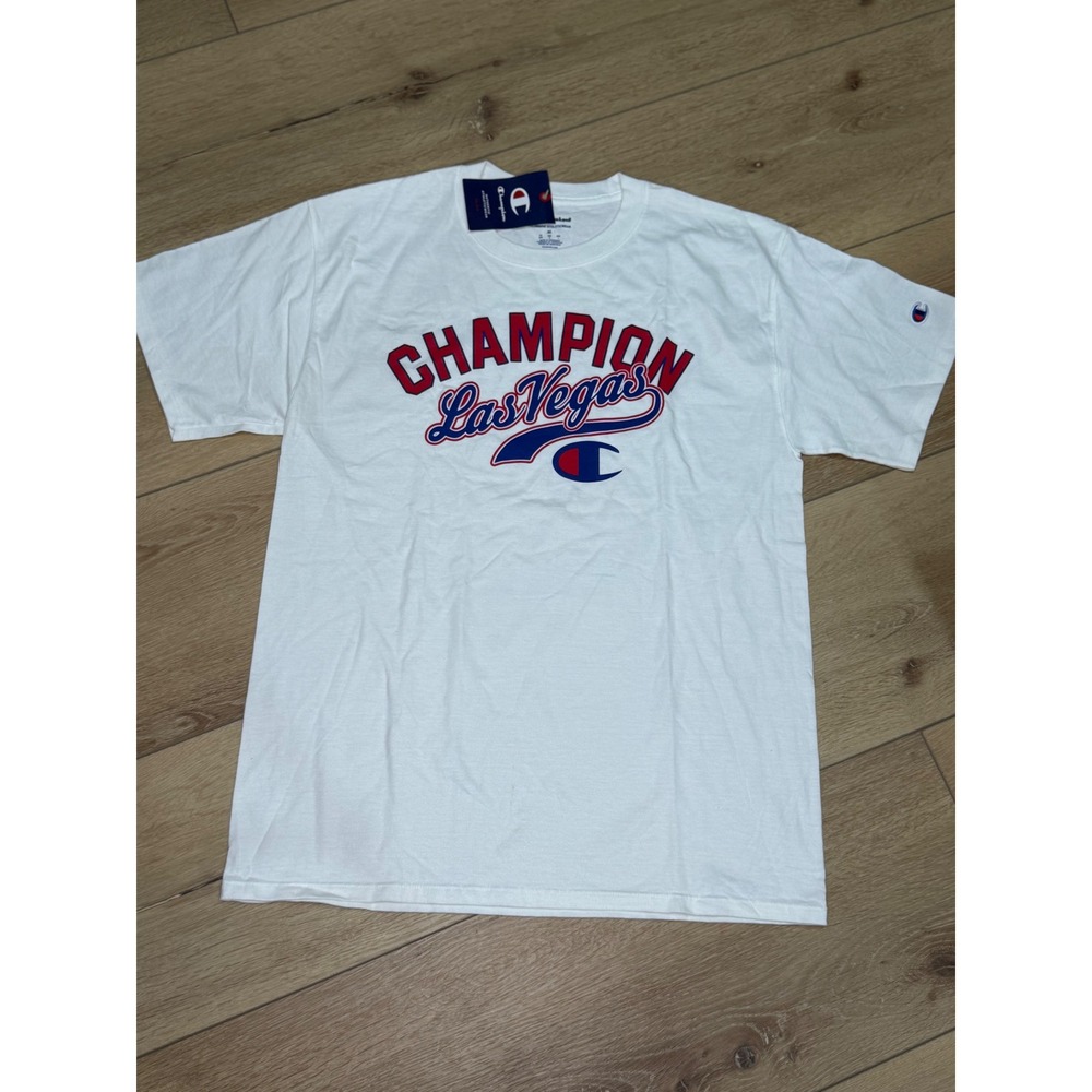 Champion Las Vegas Graphic T-Shirt Mens Medium White Short Sleeve NWT
